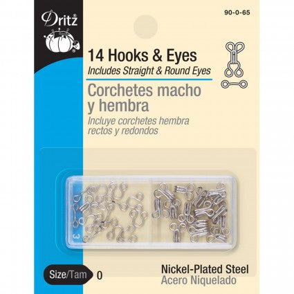 DRITZ Hooks & Eyes, Nickel Plated or Black Option, 14 Hooks/pack