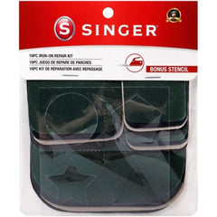 SINGER Iron-On Repair Patches Kit, 16 pcs, Assorted Sizes and Colors
